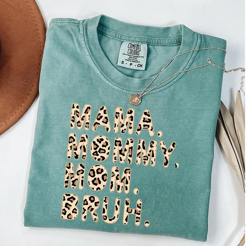 Comfort Colors Mama Mommy Mom Bruh Shirt, Mama Leopard Shirt, Mom Life Shirt, Mother's Day Gift, Unisex T-Shirt