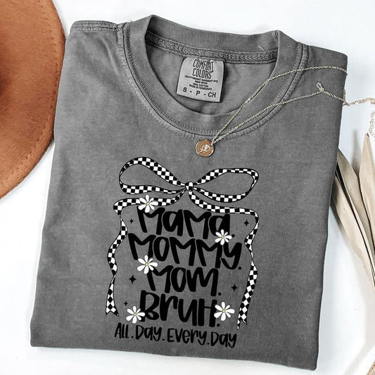 Comfort Colors Mama Mummy Mom Bruh Shirt, Checkered Mama Coquette Shirt, Retro Mama T-Shirt, Happy Mother's Day Gift, Unisex T-Shirt