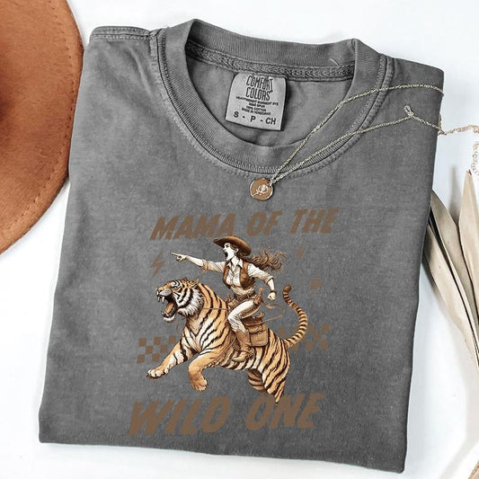 Comfort Colors Mama of the Wild One Shirt, Western Cowgirl Mom Tee, Checkered Mom Shirt, Cool Mom Aesthetic Shirt, Unisex T-Shirt