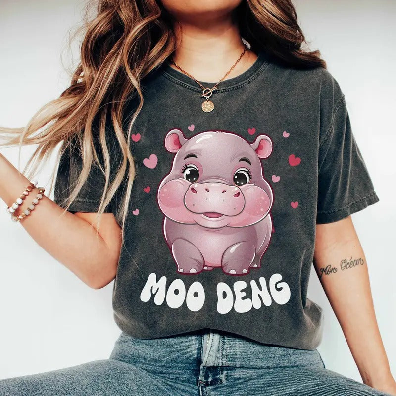 Comfort Colors Moo Deng Bouncy Pig in Thailand Shirt, Moo Deng Unisex Tee, Khao Kheow Open Zoo T-Shirt, Hippo Lover T-Shirt, Cute Baby Hippo Shirt