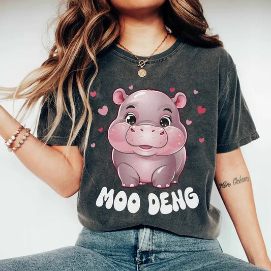 Comfort Colors Moo Deng Bouncy Pig in Thailand Shirt, Moo Deng Unisex Tee, Khao Kheow Open Zoo T-Shirt, Hippo Lover T-Shirt, Cute Baby Hippo Shirt