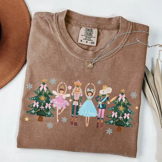 Comfort Colors Nutcracker Christmas Shirt, Nutcracker Ballet Womens Holiday T-shirt, Pink Nutcrackers Tee