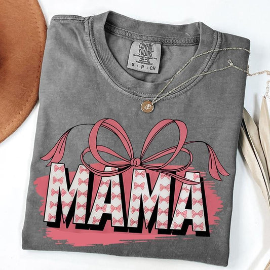Comfort Colors Pink Mama Bow Shirt, Mama Coquette T-Shirt, Mom Life Shirt, Mother's Day Gift, Unisex T-Shirt