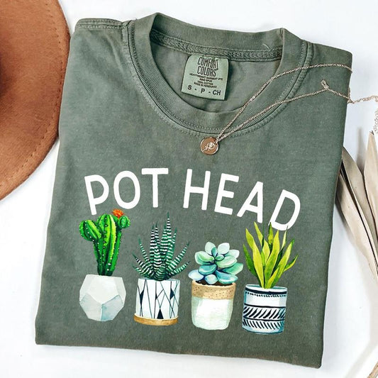 Comfort Colors Pot Head Shirt, Plant Lover Gift, Funny Plant Shirt, Gardening Mom, Mom Life, Crazy Plant Lady, Gardener Shirt, Unisex T-Shirt