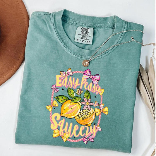 Comfort Colors Preppy Lemon Summer Shirt, Lemon Coquette Shirt, Preppy Summer T-Shirt, Lemonade, Unisex T-Shirt