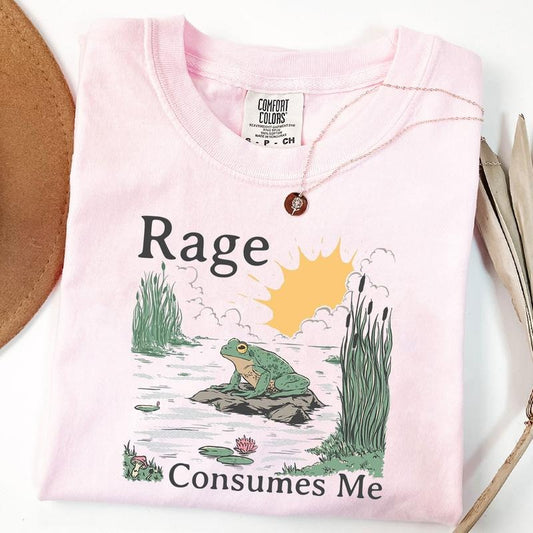 Comfort Colors Rage Consumes Me Shirt, Frog Pond T-Shirt, Meme Frog Shirt, Vintage Style Unisex T-Shirt, Nature Lover Gift, Funny Frog Retro Tee