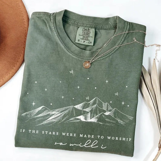 Comfort Colors Religious T-Shirt, If The Stars Were Made To Worship Shirt, Christian Shirt, Bible Verse Shirt, Faith Tee, Unisex T-Shirt