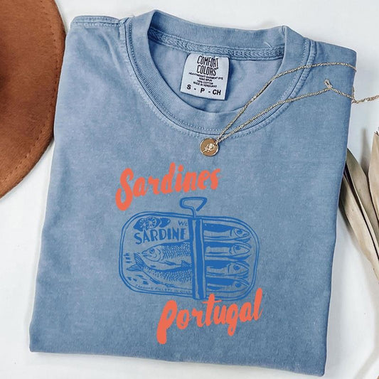 Comfort Colors Sardines Shirt, Tinned Fish Shirt, Vintage Sardine, Coastal Aesthetic, Travel Shirt, Fish Shirt, Retro Graphic Tee, Unisex T-Shirt
