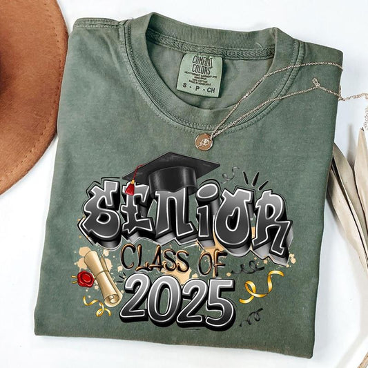 Comfort Colors Senior Class of 2025 Shirt, Senior 2025 Graduation Shirt, Unisex T-Shirt