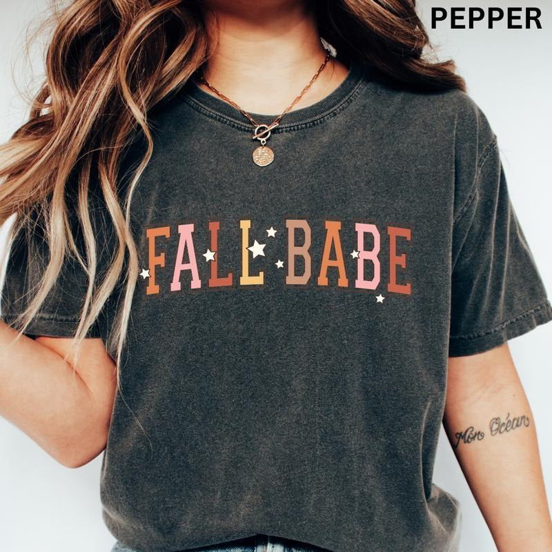 Comfort Colors Shirt, Fall Babe #1 Shirt, Comfort Colors Fall Shirt, Halloween Graphic Shirt,Casual Shirt Unisex, Halloween Clothing, Graphic Halloween Apparel, Casual Cotton T-shirt, Unisex Halloween