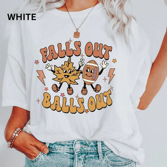 Comfort Colors Shirt, Falls out Balls Out 1 Shirt, Comfort Colors Fall Shirt, Football Graphic Shirt, Casual Shirt Unisex, Fall Clothing, Graphic Football Apparel, Casual Cotton T-shirt, Unisex Halloween