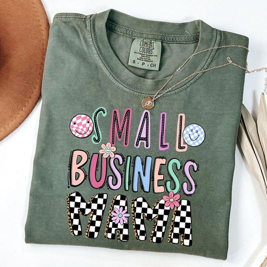 Comfort Colors Small Business Mama Shirt, Checkered Mama Shirt, Mama Daisy T-Shirt, Mother's Day Gift, New Mom Gift, Unisex T-Shirt