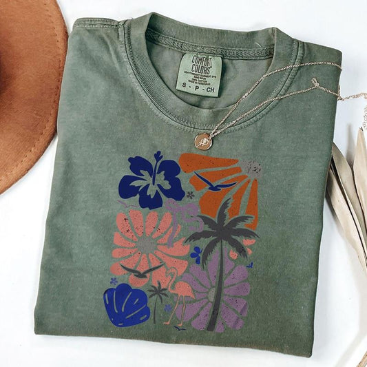 Comfort Colors Summer Boho Style Shirt, Coquette Summer Shirt, Summer Floral Shirt, Unisex T-Shirt