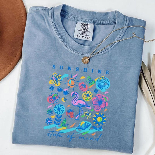 Comfort Colors Sunshine State Of Mind Shirt, Summer Aesthetic Tee, Summer Vibes Shirt, Unisex T-Shirt