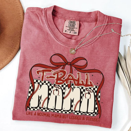 Comfort Colors T-ball Mama Shirt, Mama Coquette Bow Shirt, Cheer T-ball Mom T-Shirt, Game Day Cheer Mama Tee, Unisex T-Shirt