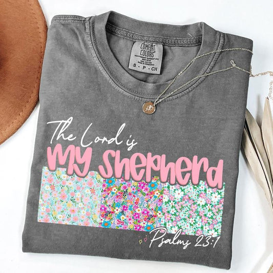 Comfort Colors The Lord is My Shepherd Shirt, Christian Easter T-Shirt, Easter Patchwork Shirt, Retro Easter Bunny Shirt, Bible Verse, Unisex T-Shirt