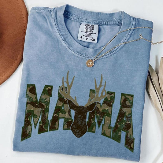 Comfort Colors Vintage Mama Camo Deer Shirt, Dear Hunter Mama Shirt, Mom Life Shirt, Mother's Day Gift, Unisex T-Shirt