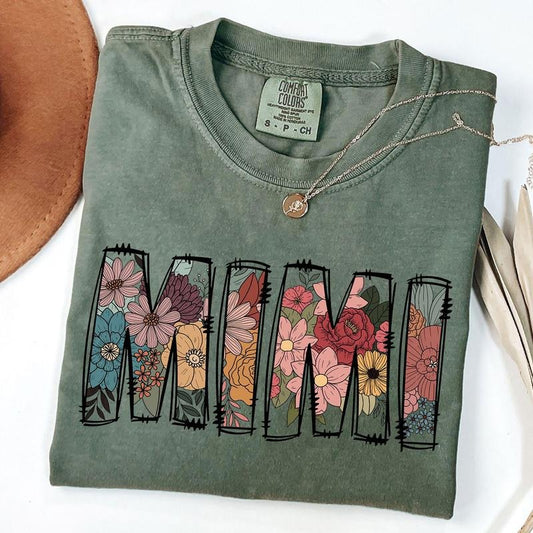 Comfort Colors Vintage Mimi Floral Shirt, Flower Mimi Shirt, New Mom Gift, Mother's Day Gift, Unisex T-Shirt