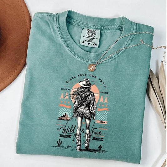 Comfort Colors Wild And Free Shirt, Western T-Shirt, Cowgirl Rodeo Tee, Vintage Cowgirl Style, Unisex T-Shirt