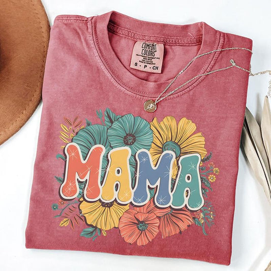 Comfort Colors Wildflowers Mama Shirt, Retro Mama Floral T-Shirt, Mom Life Shirt, Mother's Day Gift, Unisex T-Shirt