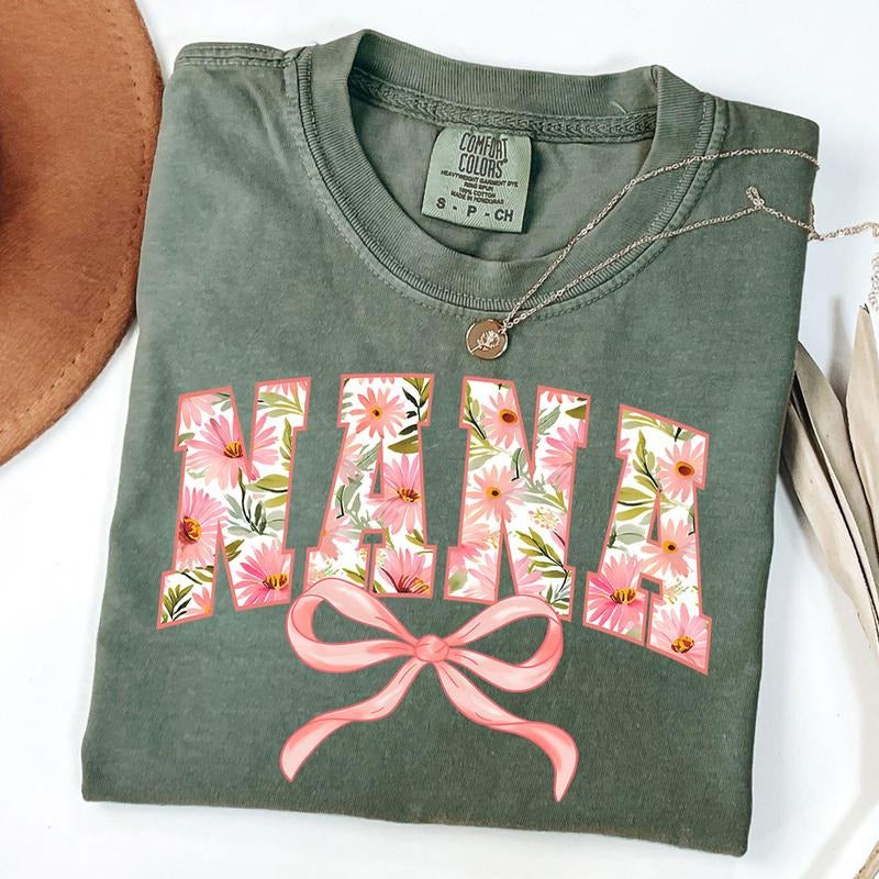 Comfort Colors Wildflowers Nana Shirt, Nana Coquette Shirt, Floral Nana T-Shirt, Mom Life Shirt, Mother's Day Gift, Unisex T-Shirt