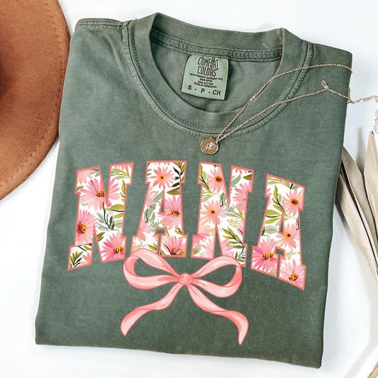 Comfort Colors Wildflowers Nana Shirt, Nana Coquette Shirt, Floral Nana T-Shirt, Mom Life Shirt, Mother's Day Gift, Unisex T-Shirt