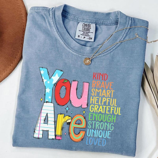 Comfort Colors You Are Kind Shirt, Back to School Shirt, Teacher Appreciation Tee, Retro Teacher Shirt, Kindergarten Teacher, Unisex T-Shirt