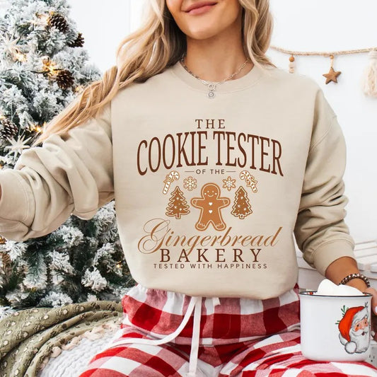Cookie Baker Sweatshirt, Cookie Tester Sweater, Gingerbread Bakery, Gingerbread Shirt, Couple Christmas Sweatshirt, Trendy Christmas Sweater Crewneck Cotton