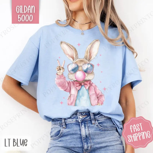Cool Bunny Shirt Gildan, Cute Easter Tee, Trendy Bunny Women's Tshirt Plus Sizes, Gift for Her