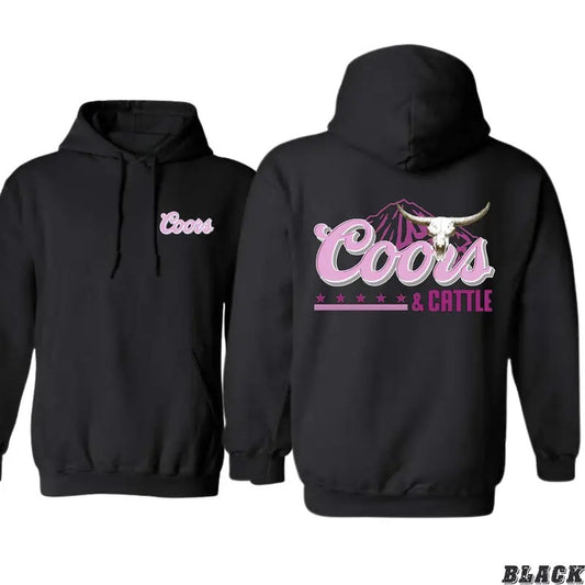Coors & Cattle Hoodie - Rustic Western Design Featuring Bold Ranch Graphics, Perfect for Country Life Enthusiasts and Casual Comfort, Unisex Hoodie for Everyday Wear and Cowboy Spirit Menswear Sweaters