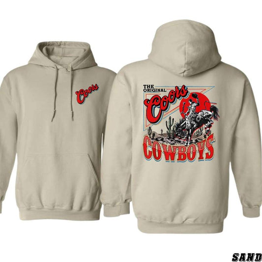 Coors "Cowboys Rodeo" Black Unisex Hoodie - Perfect for Western Enthusiasts and Casual Wear coors cowboy Menswear Sweaters