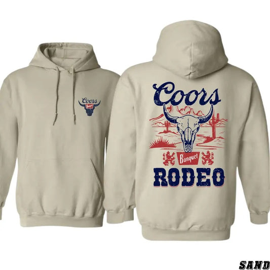 Coors Banquet Rodeo Hoodie - Western Rodeo Design with Bold Bull Skull Graphics, men's western hoodies, Perfect for Rodeo Fans and Beer Enthusiasts, Unisex Hoodie for Everyday Comfort Menswear Sweaters Tops Underwear