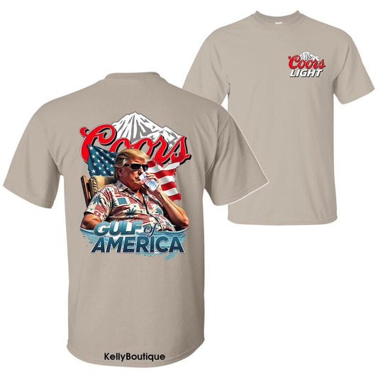 Coors Light Beer Gulf of America President Trump Shirt, USA Flag 4th of July Independence Day Unisex Cotton T-shirt for Men for Women