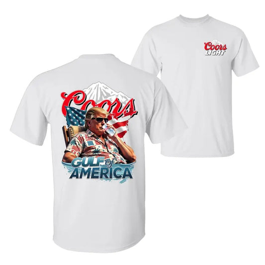 Coors Light Beer Gulf of America President Trump, USA Flag 4th of July Independence Day Unisex Cotton T-shirt