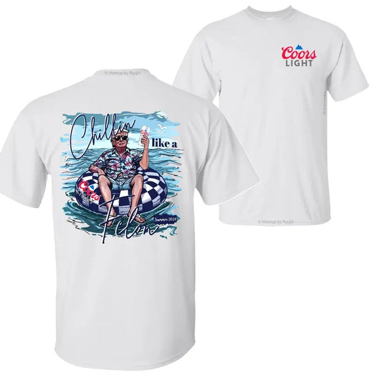 Coors Light Beer Trump Chillin Like a Felon Summer 2024 T-shirt Sweatshirt Hoodie, Trump 2024 Shirt, Coors Light Beer Shirt, Double Sided Graphic Printed Unisex Classic Comfort Cotton T-Shirts in all Sizes all Colors for Men and for Women