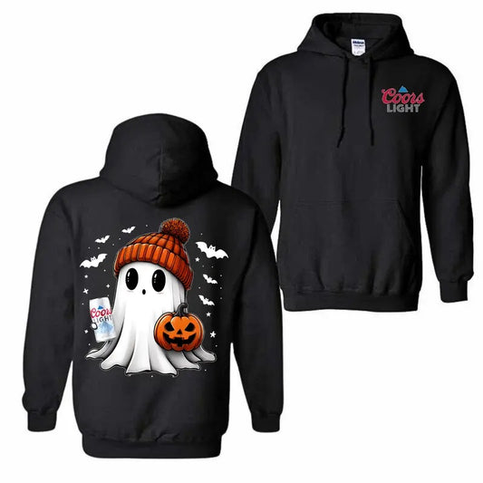 Coors Light Ghost Cute Halloween 2 Sided Hoodie, Coors Light Halloween Hoodie For Men And Women, Halloween Cute Ghost Trendy Hoodie