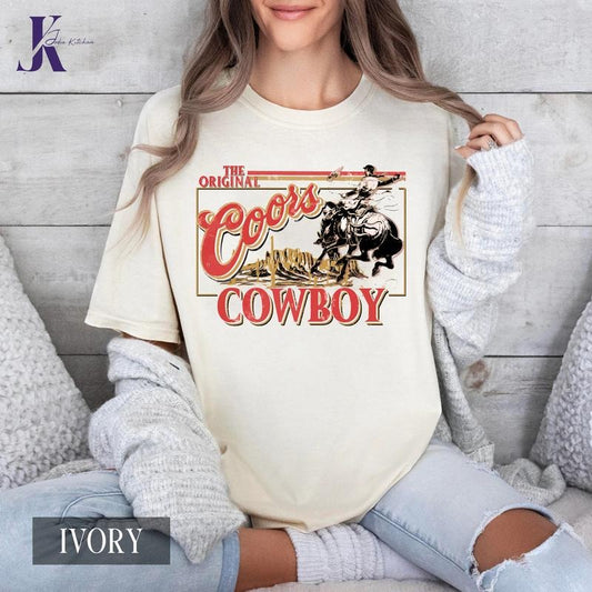 Coors Original Cowboy Comfort Colors Shirt, Coors Western Cowboy T-Shirt, Vintage 90s Western Shirt, Retro Coors Tee, Rodeo Cowboy Shirt, Gift for