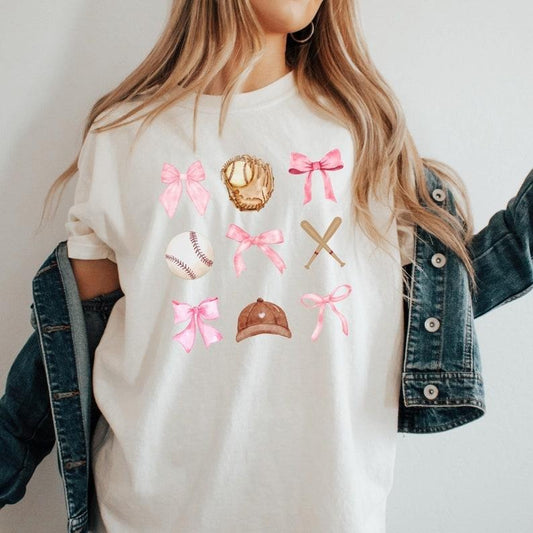 Coquette Baseball TShirt, Baseball Mom TShirt, Fall Baseball Season Tee, Baseball Bow Shirt, Coquette Aesthetic T-shirt
