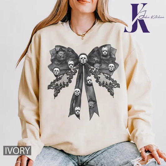 Coquette Bow Horror Movie Halloween Shirt, Halloween Coquette Bow Shirt, Horror Movie Characters Halloween Shirt, Vintage Halloween Horror Shirt