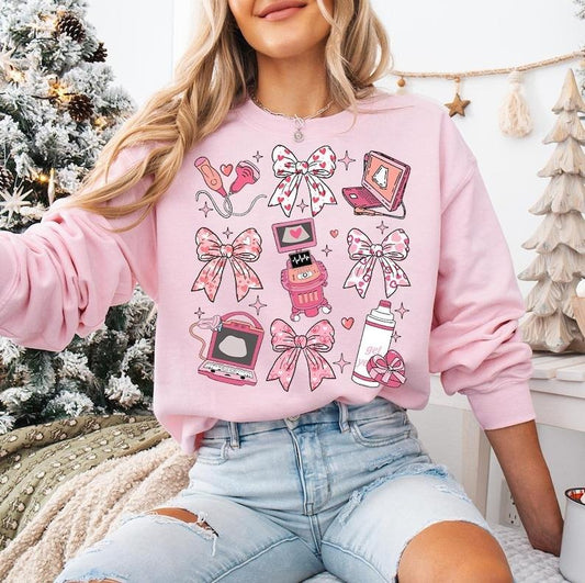 Coquette Bow Sonographer Valentine , Sonographer Sweatshirt, Sonographer Valentine Gifts, s for Sonographers, Nurse Valentine Tee