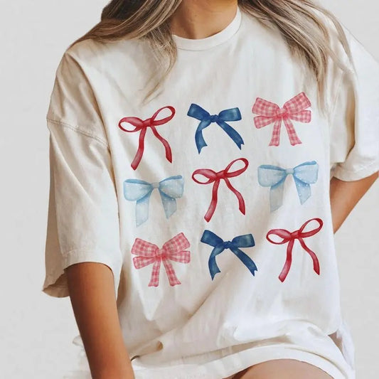 Coquette Bows 4th Of July Shirts, 1776 America T-Shirt, Fourth Of July Tee, Independence Day Shirt, Retro 4th Of July Outfits, American Tee, Independence Day Parade Outfits, Full Colors, Full Sizes, For Women, shirt hot tiktok trend 2024