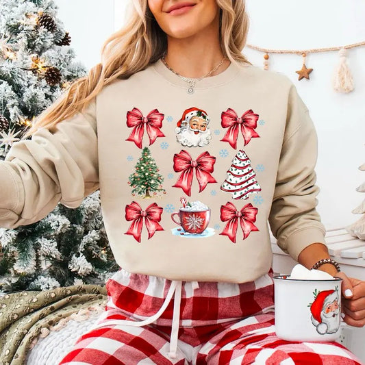 Coquette Christmas Sweatshirt, Retro Santa Shirt, Christmas Candy Cane Sweatshirt, Girly Christmas Shirt, Candy Cane Coquette Sweatshirt, Coquette Santa Hoodie
