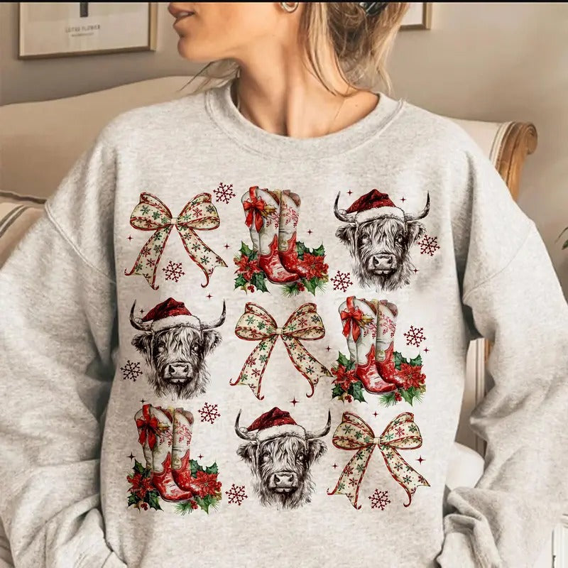 Coquette Cowgirl Christmas, Christmas Season, Christmas Highland Cow Bow, Funny Christmas, Retro Christmas Western, Christmas Vibes, Christmas Tree, Festive Season, Christmas Clothes western christmas list