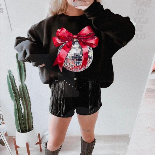 Coquette Disco Ball Sweatshirt, Disco Girly Shirt, Country Music Shirt, New Year Coquette Sweatshirt, Womens Grunge Tops, Water Color Mirrorball Hoodie