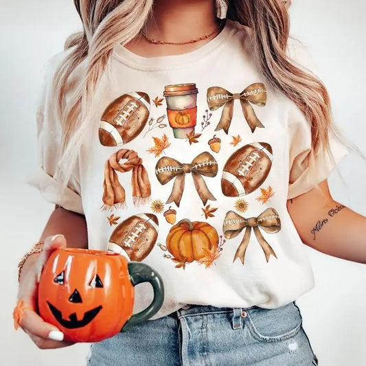 Coquette Fall Vibes Shirt, Fall Football Unisex Sweatshirt, Fall Coffee Cotton Shirt, Coquette Football Sweatshirt, Coquette Bow Unisex Shirt, Autumn Cotton Sweatshirt, Tis the Season Shirt