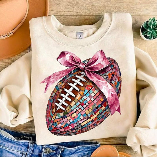 Coquette Football Bow , Football Mom , Game Day, Fall Season , Sports Sweatshirt Classic Cotton