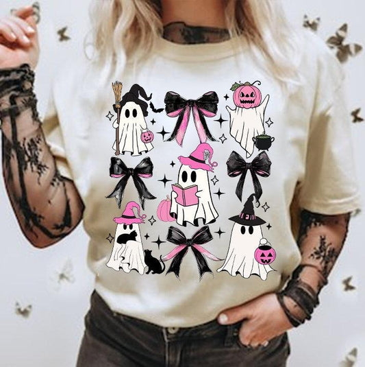 Coquette Halloween Ghost Shirt, Ghost Floral Halloween, Girly Halloween Shirt, Cute Spooky Season, Pink Bow Halloween, Witchy Tee, Unisex T-Shirt, Gifts For Female Her, Short Sleeve Tee Shirt, Cool Gifts For Women, Gifts For Birthday Sweatshirt, Hoodie, C