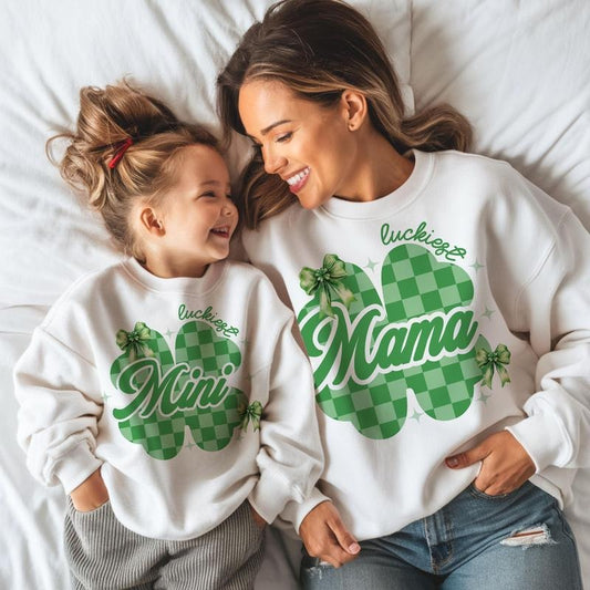 Coquette Mama And Mini St Patricks Mama St Patrick's Day Mama Mini Stpatrick's Stpatrick Bow Lucky Retro