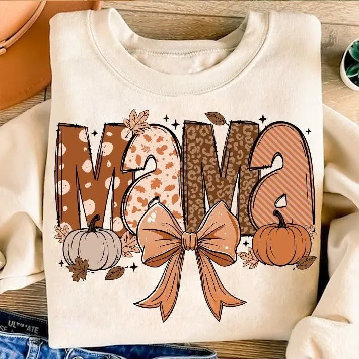 Coquette Mama Unisex Shirt, Fall Vibes Cotton Sweatshirt, Autumn Coquette Shirt, Fall Mama Unisex Sweatshirt, Fall Mama Coquette Pumpkin Cotton Shirt