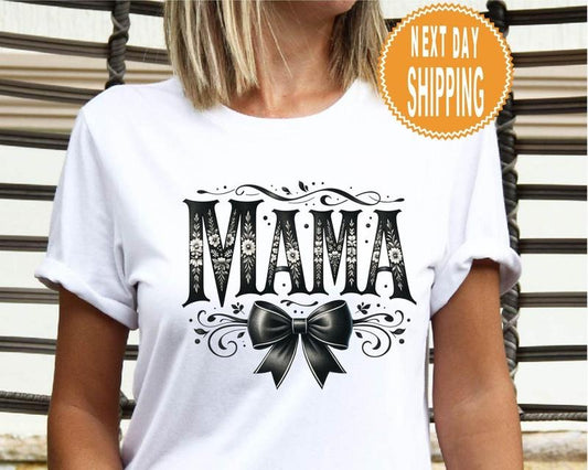 Coquette Mom Shirt, Bow Mama Sweatshirt, Floral Mama Shirt, Trendy Mama Shirt,  Mothers Day Gift, Baby Shower Gift, Pregnancy Reveal T shirt